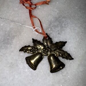 Brass Holly/bells Ornament
